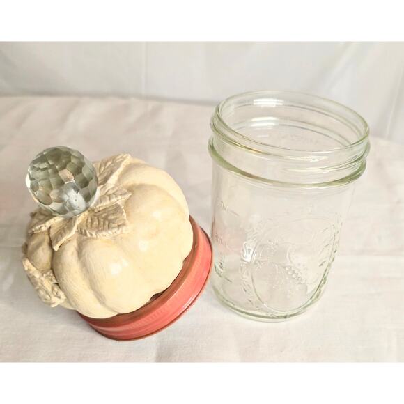 Fall Pumpkin Inspired Glass Pint Jar Seller Designed Thanksgiving Fall Candy Jar - Picture 3 of 6